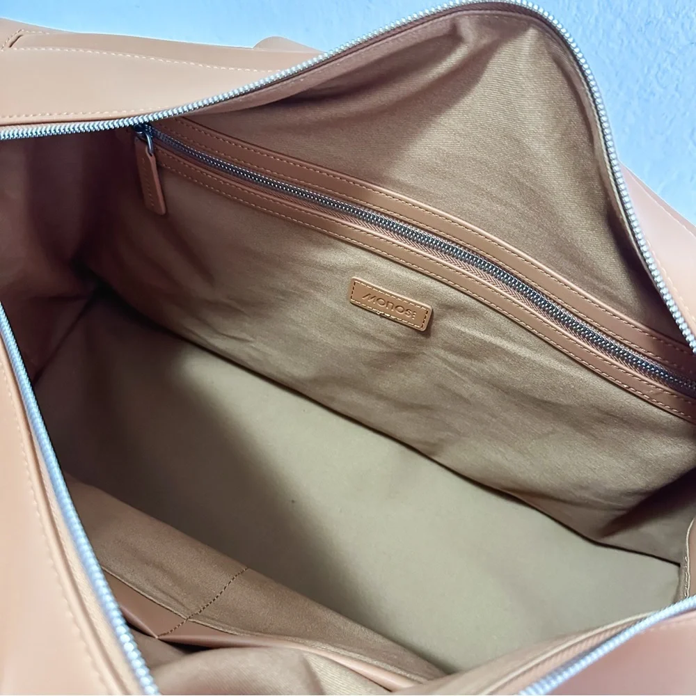 Monos Metro Saddle Tan Vegan Leather Weekender Travel Bag - Picture 8 of 13